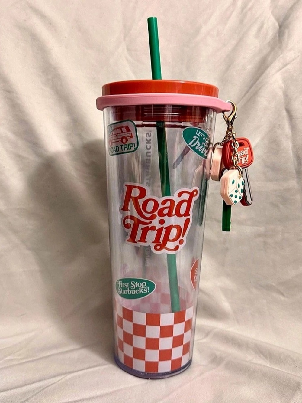 Starbucks X Dandy Worldwide ROAD TRIP 24oz Tumbler Cold Cup Detachable Charms